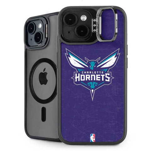 NBA Charlotte Hornets Distressed-Purple iPhone 14 Kickstand Case